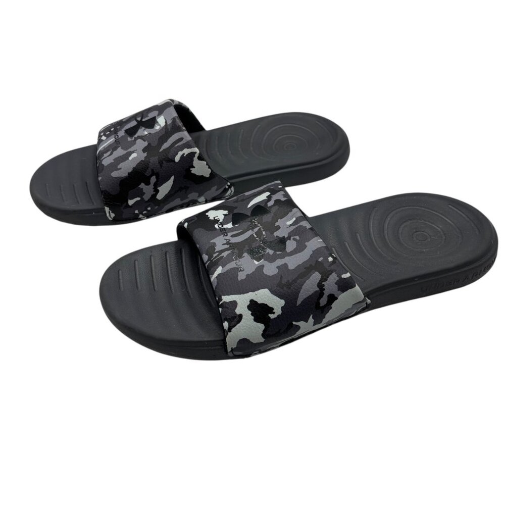 Under Armour Slide Sandals Black Gray Camouflage‎ Men US 8 EU 41 Durable Comfort
